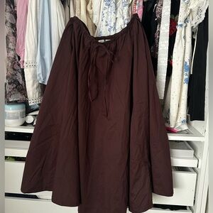 House of CB Brown Cora Gathered Lace-Up Skirt.Size Medium.